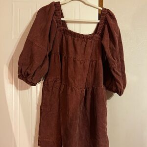 Mustard Seed Corduroy Dress Deep Mauve